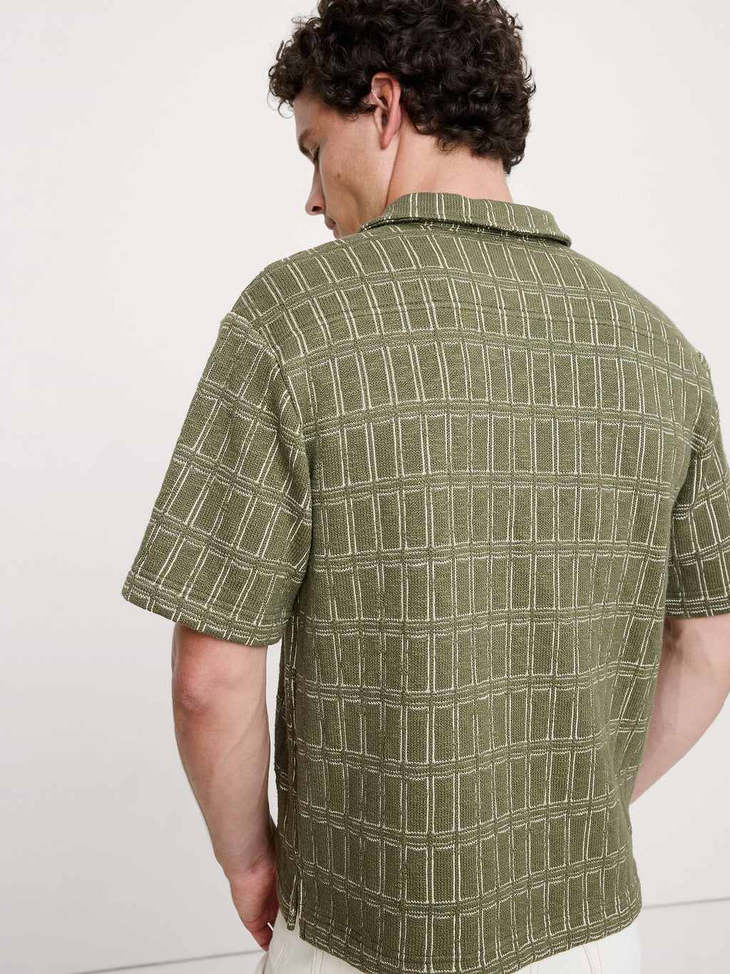 Relaxed-Fit Jacquard Resort Shirt - Winter Moss Green