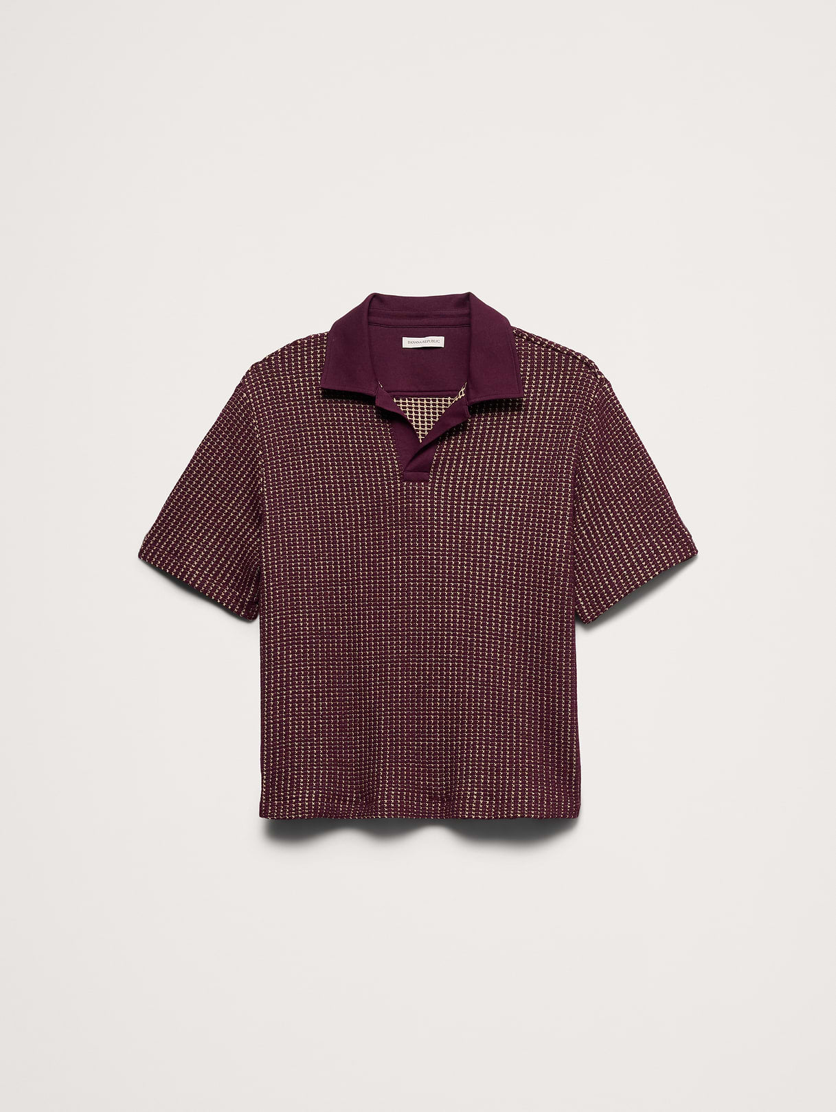Relaxed-Fit Waffle-Knit Polo - Dark Merlot