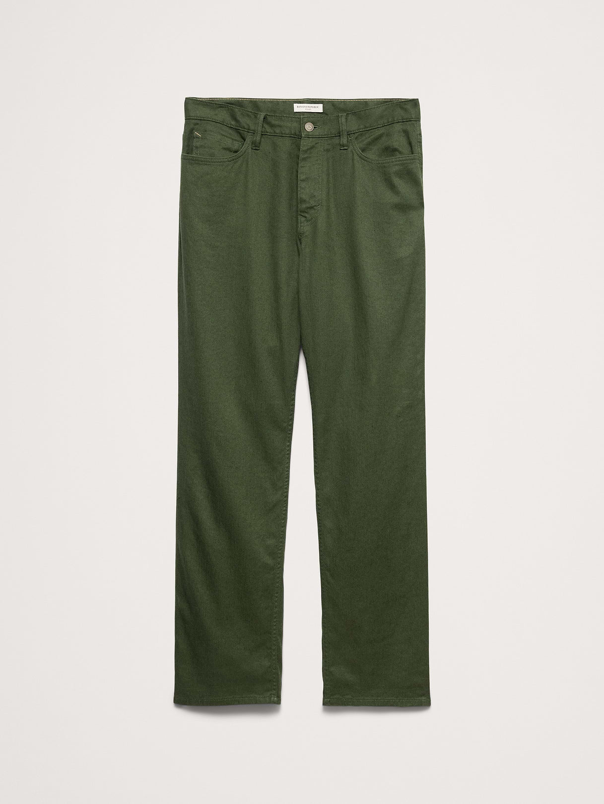Straight Linen-Cotton Traveler Pant - Leafy Green