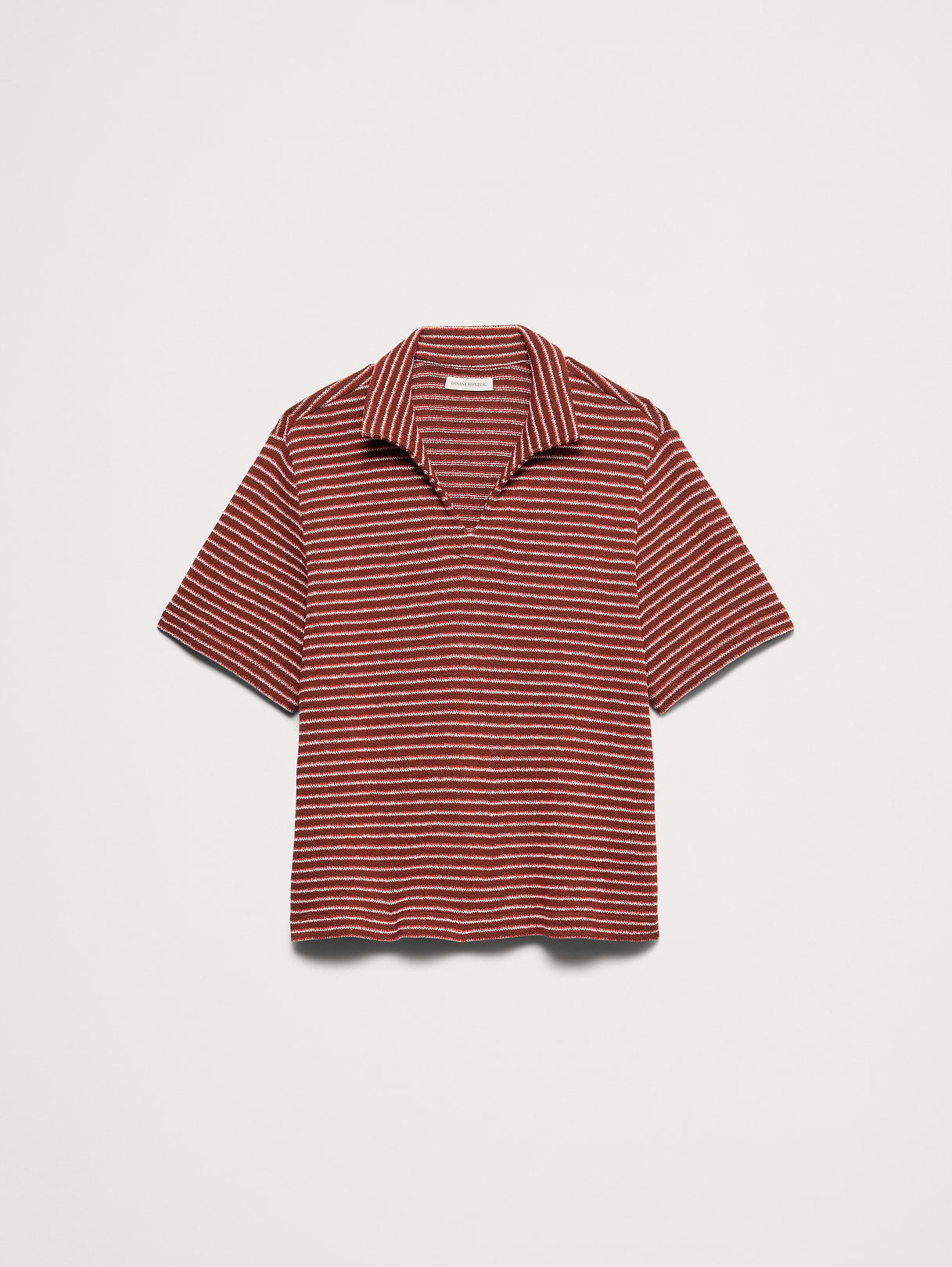 Relaxed-Fit Striped Polo - Jasper Red