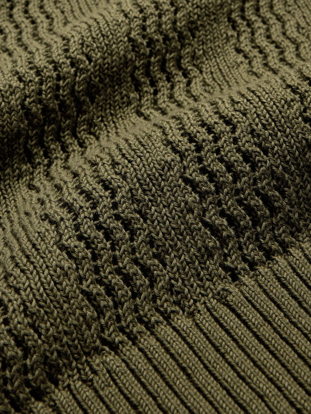 Cotton Zig-Zag Sweater Polo - Winter Moss Green