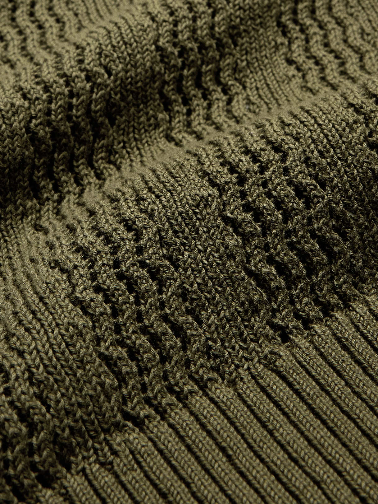 Cotton Zig-Zag Sweater Polo - Winter Moss Green