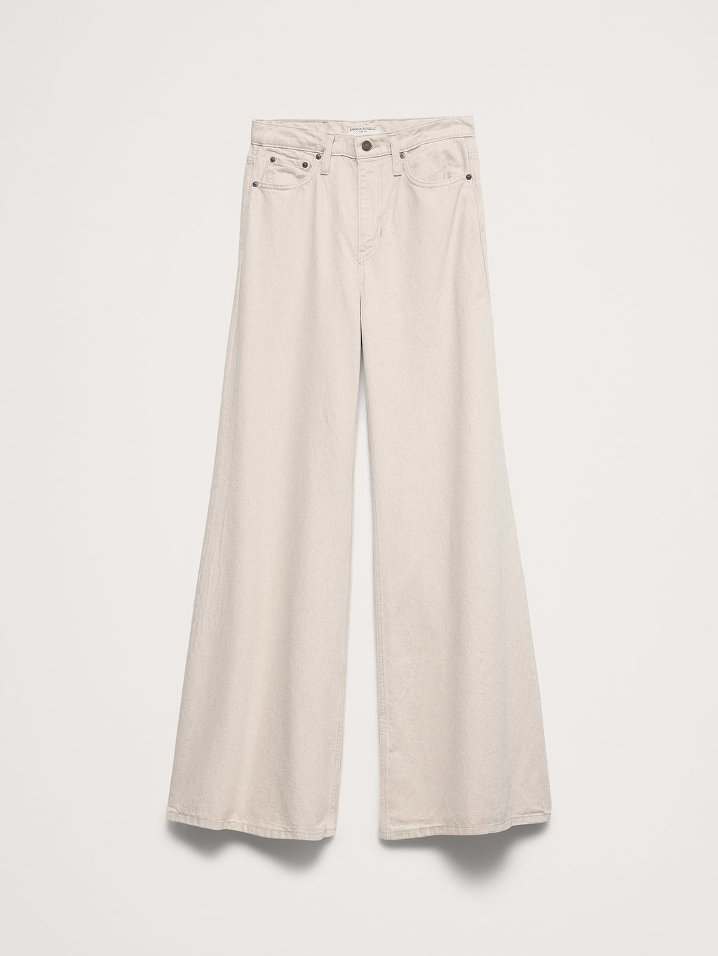 High-Rise Wide-Leg Lightweight Palazzo Jean - Ecru