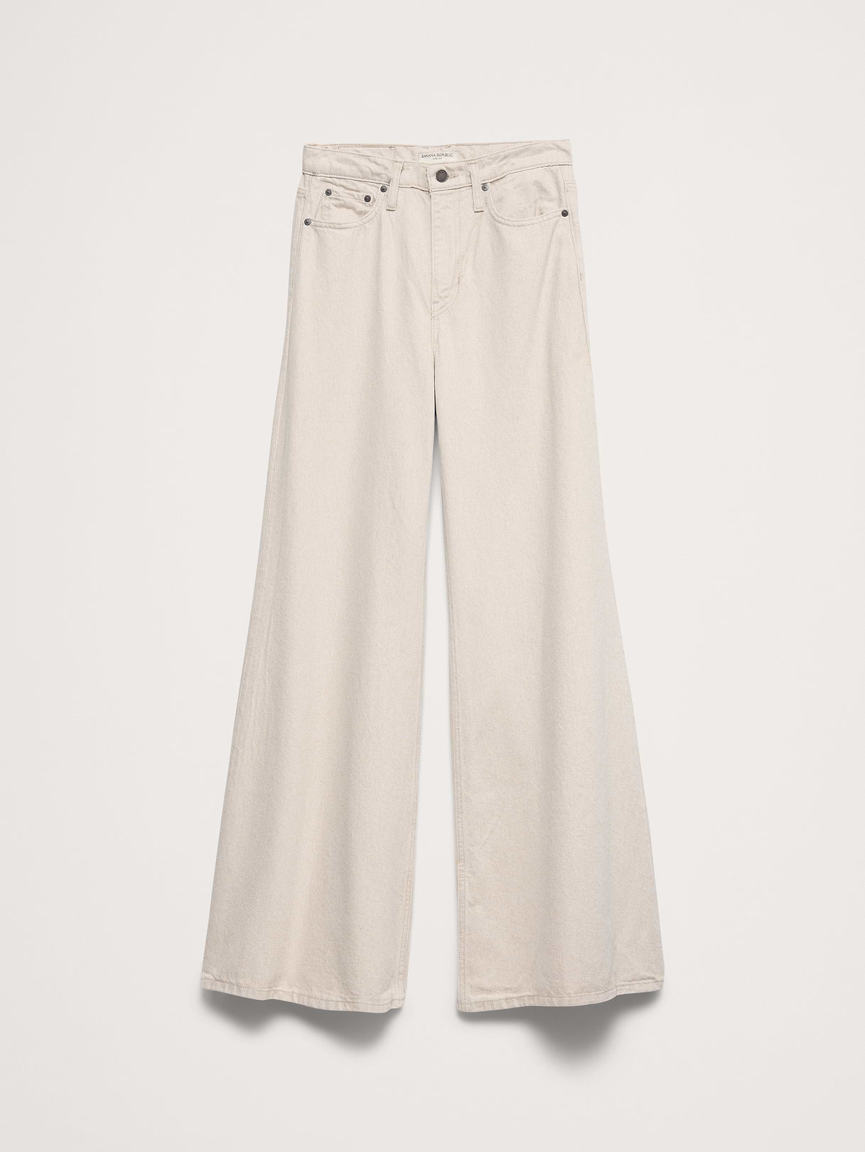 High-Rise Wide-Leg Lightweight Palazzo Jean - Ecru