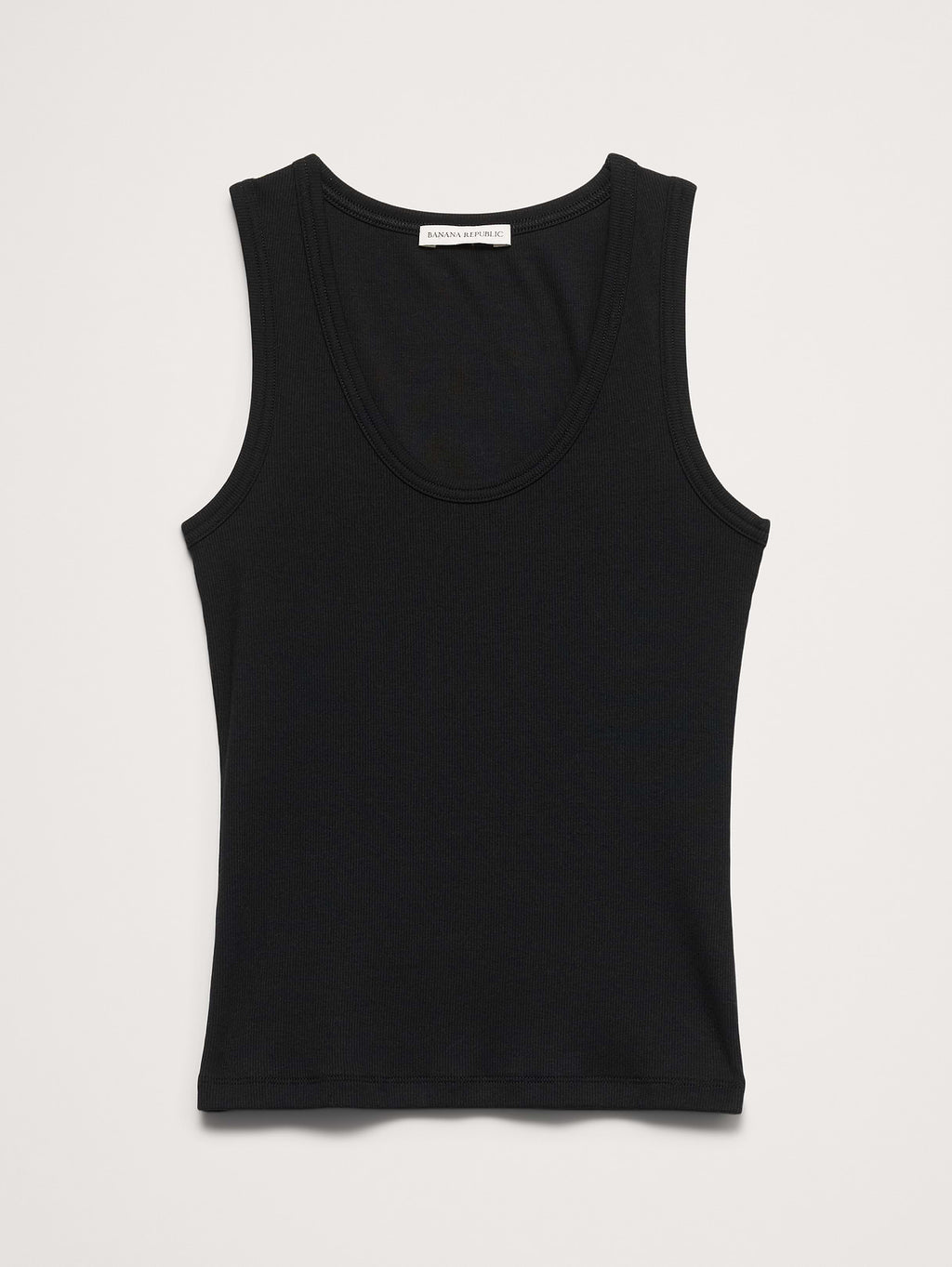 Ribbed Scoop-Neck Tank - Black