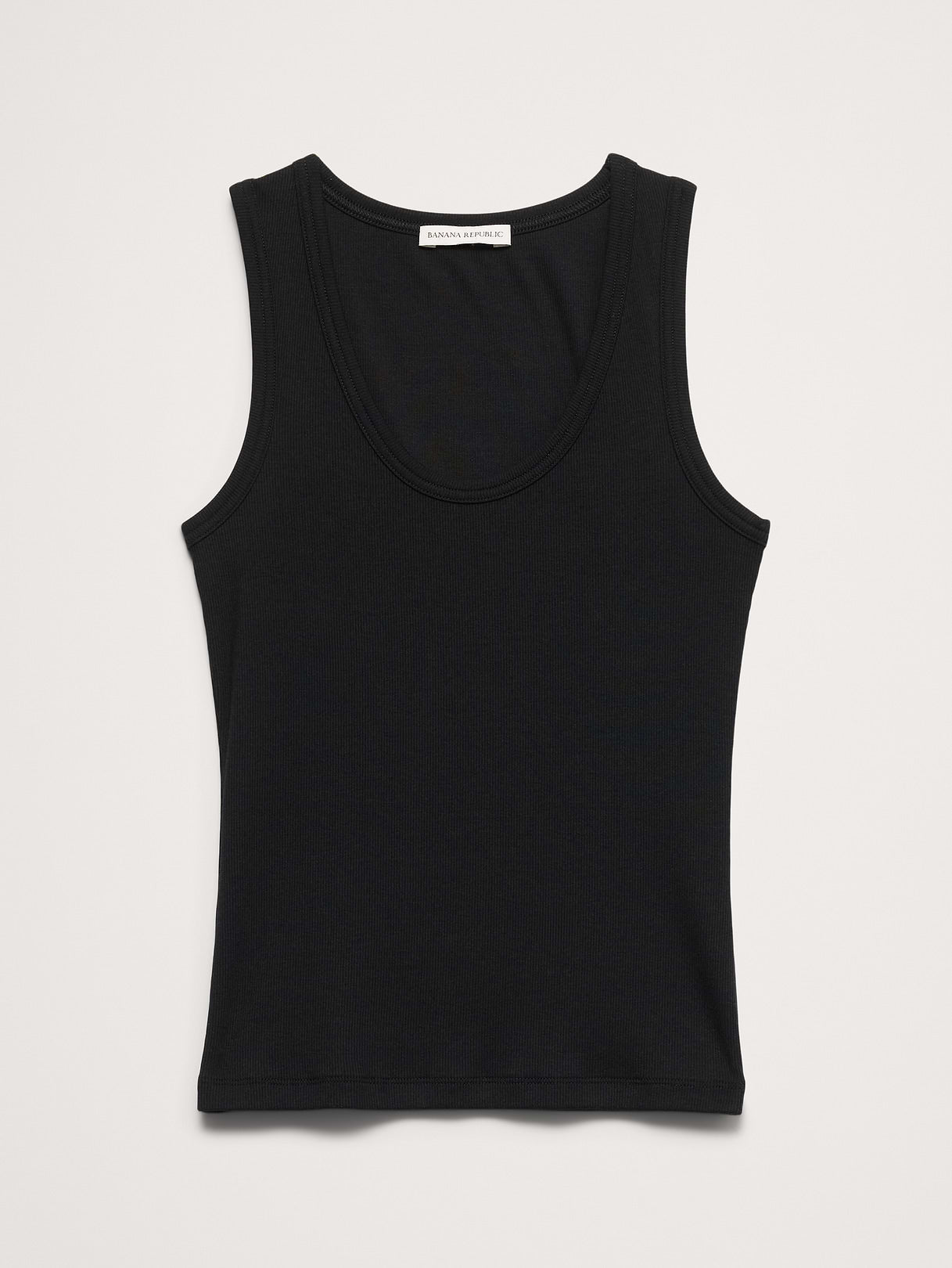 Ribbed Scoop-Neck Tank - Black