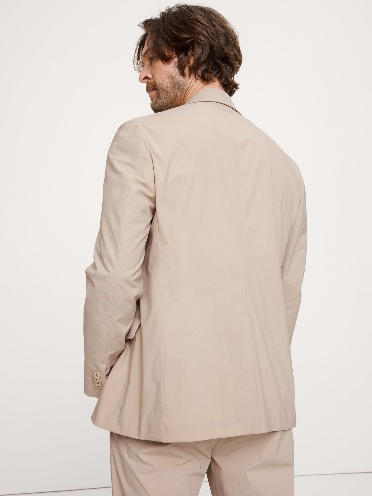 Tailored Slim-Fit Performance Suit Jacket - Stone Beige