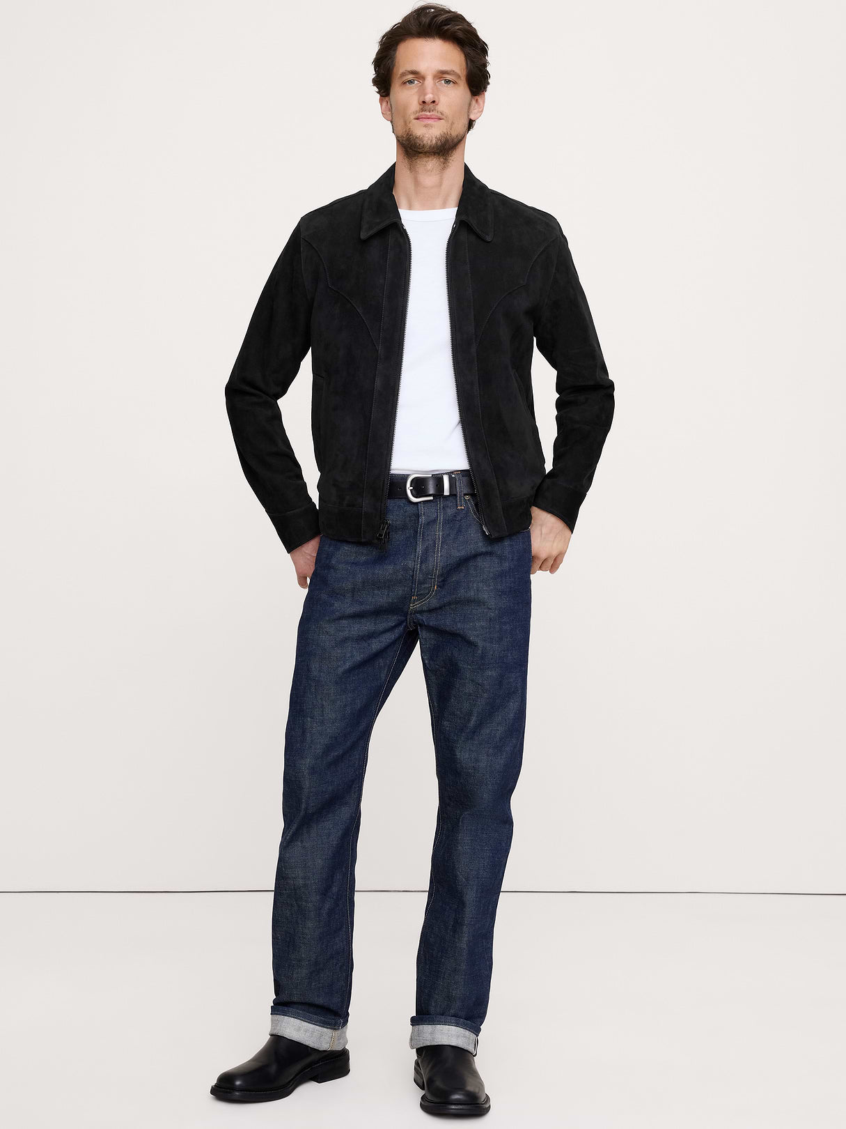 Suede Western Jacket - Black