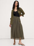 Mixed Media Utility Skirt - Fresh Olive Green