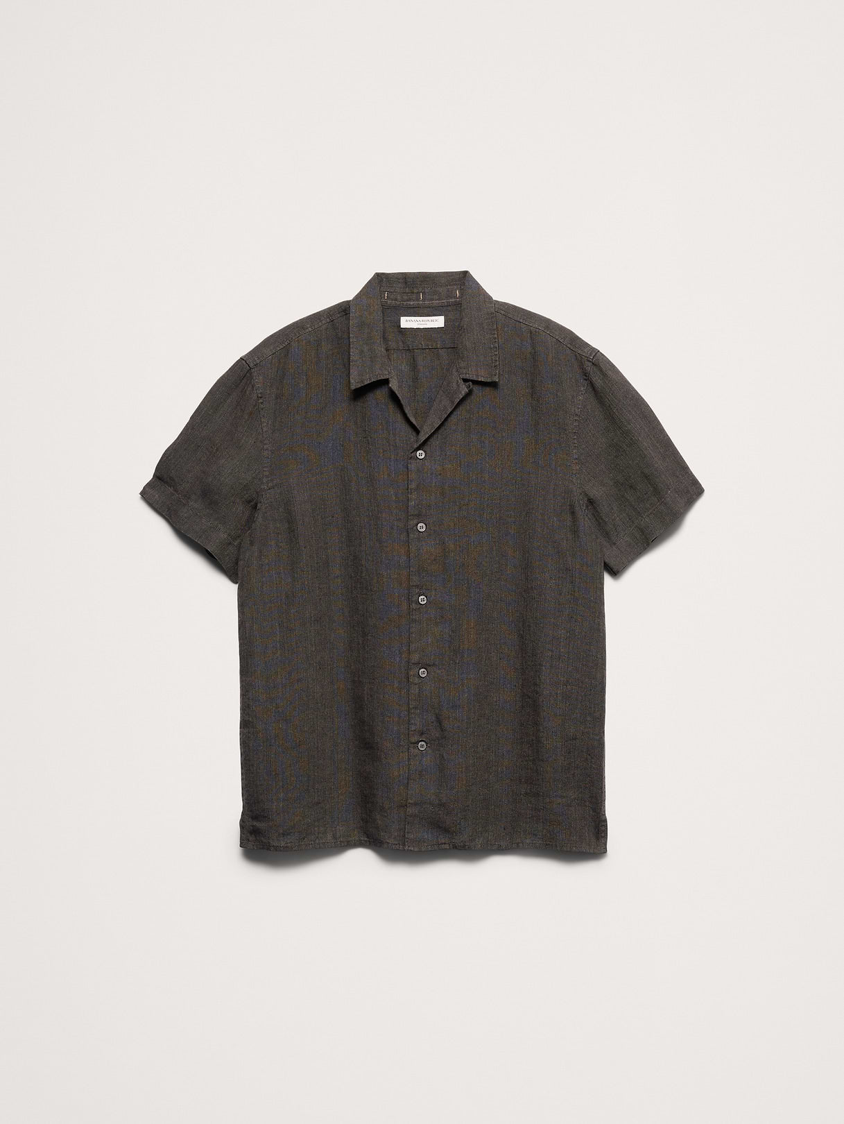Standard-Fit Linen Resort Shirt - Heather Charcoal Gray
