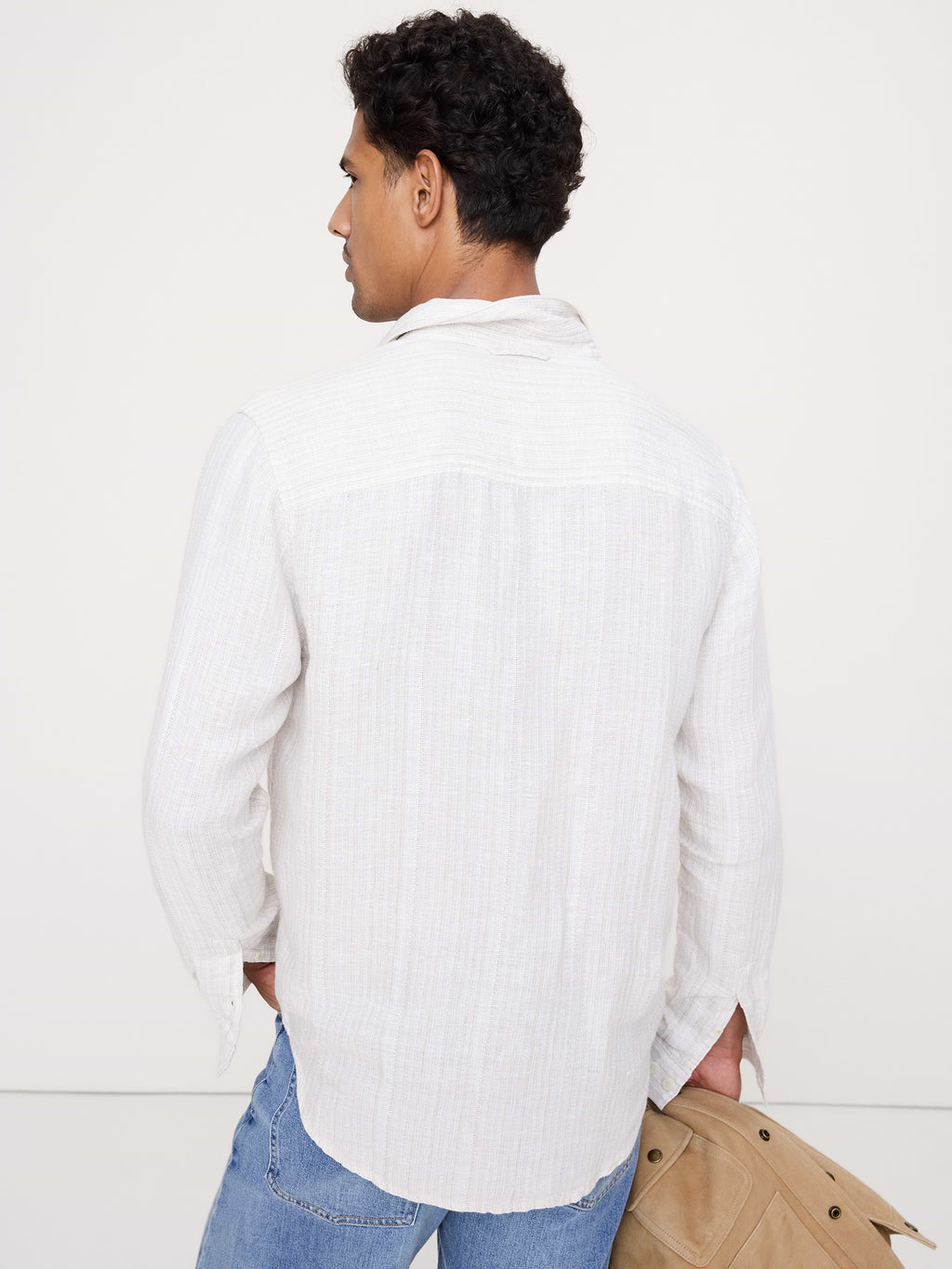Standard-Fit Textured Linen-Cotton Shirt - Khaki Beige