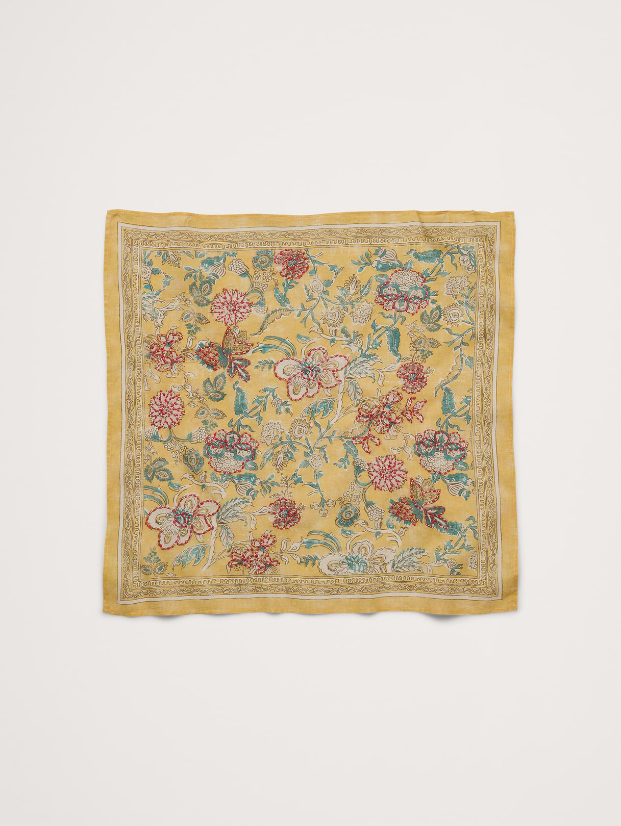 Embroidered Cotton Scarf by Vismaya - Mustard Yellow