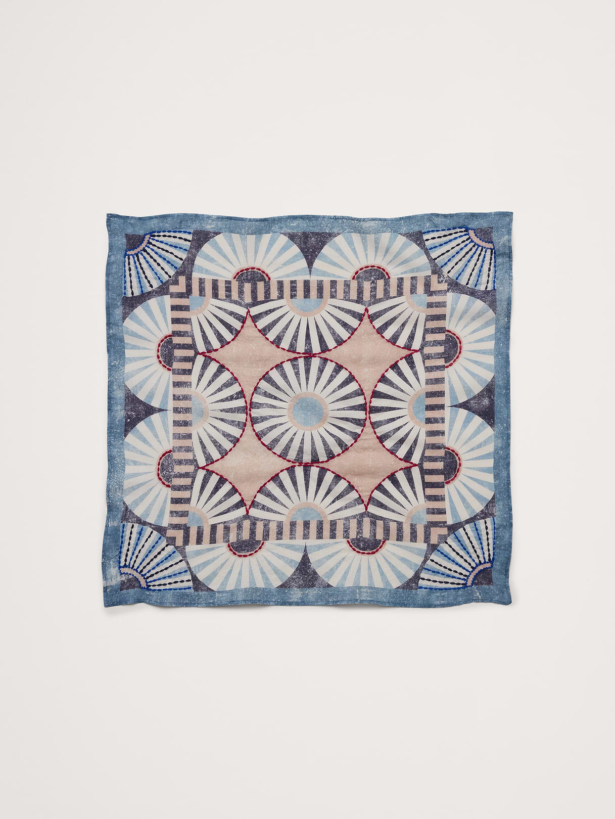 Embroidered Cotton Scarf by Vismaya - White Print