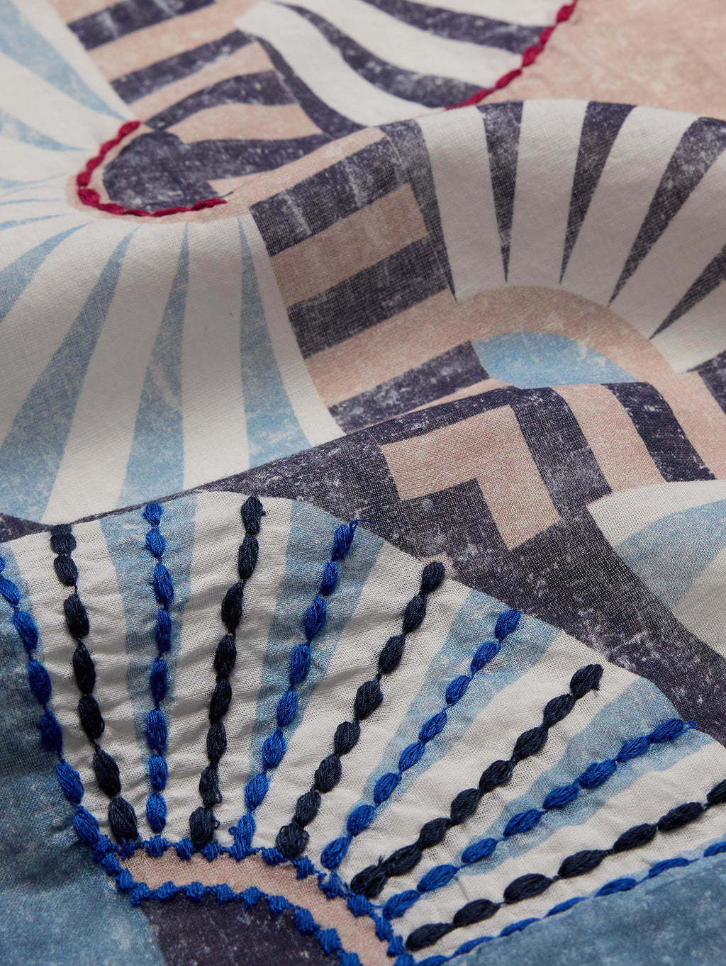 Embroidered Cotton Scarf by Vismaya - White Print