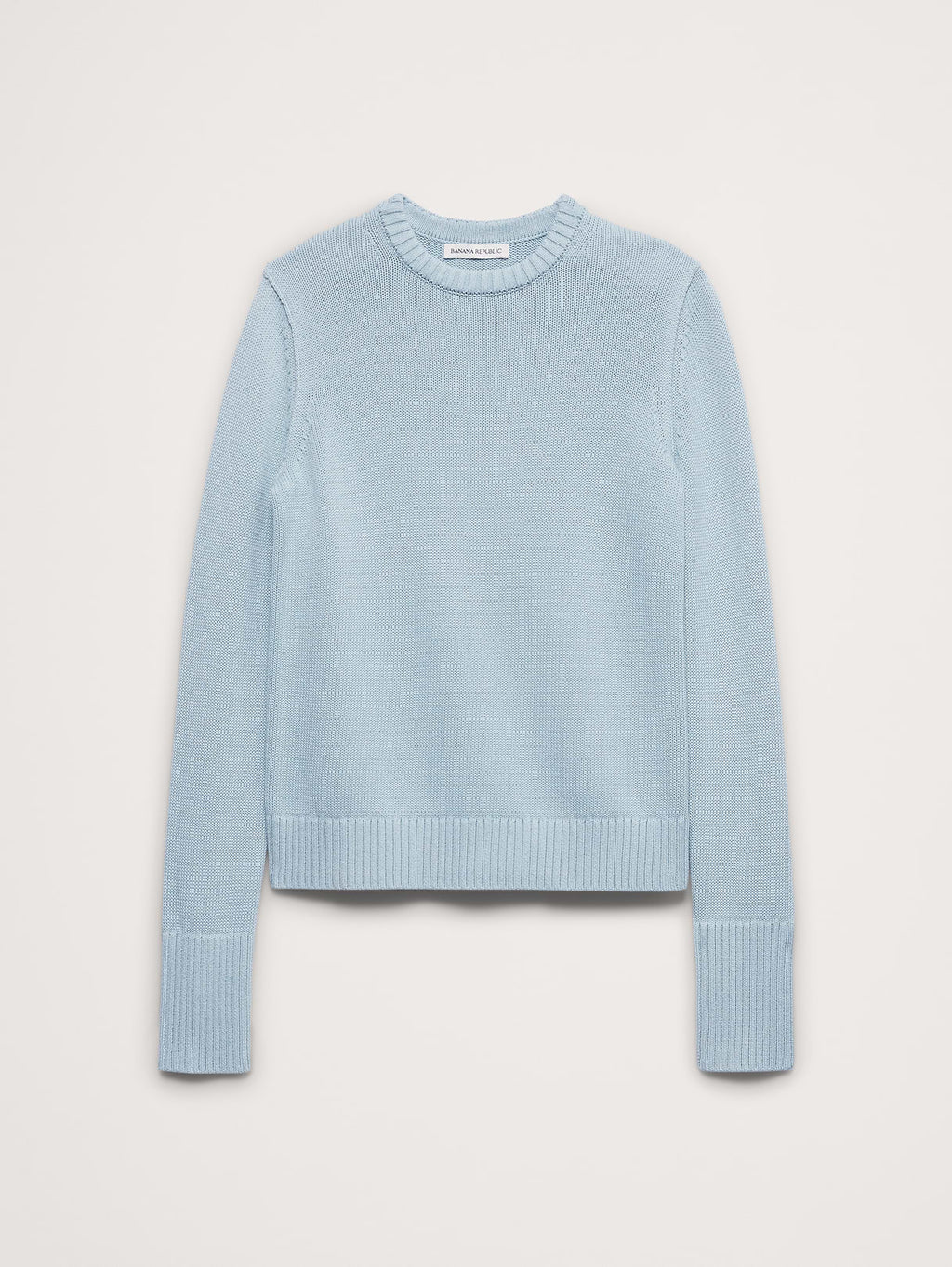 Cotton-Silk Crew-Neck Sweater - Fresh Air Blue