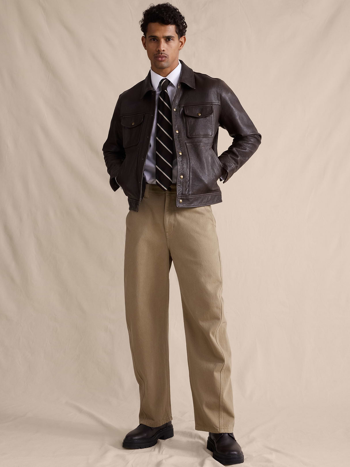Loose Twisted Seam Jean - Khaki Beige