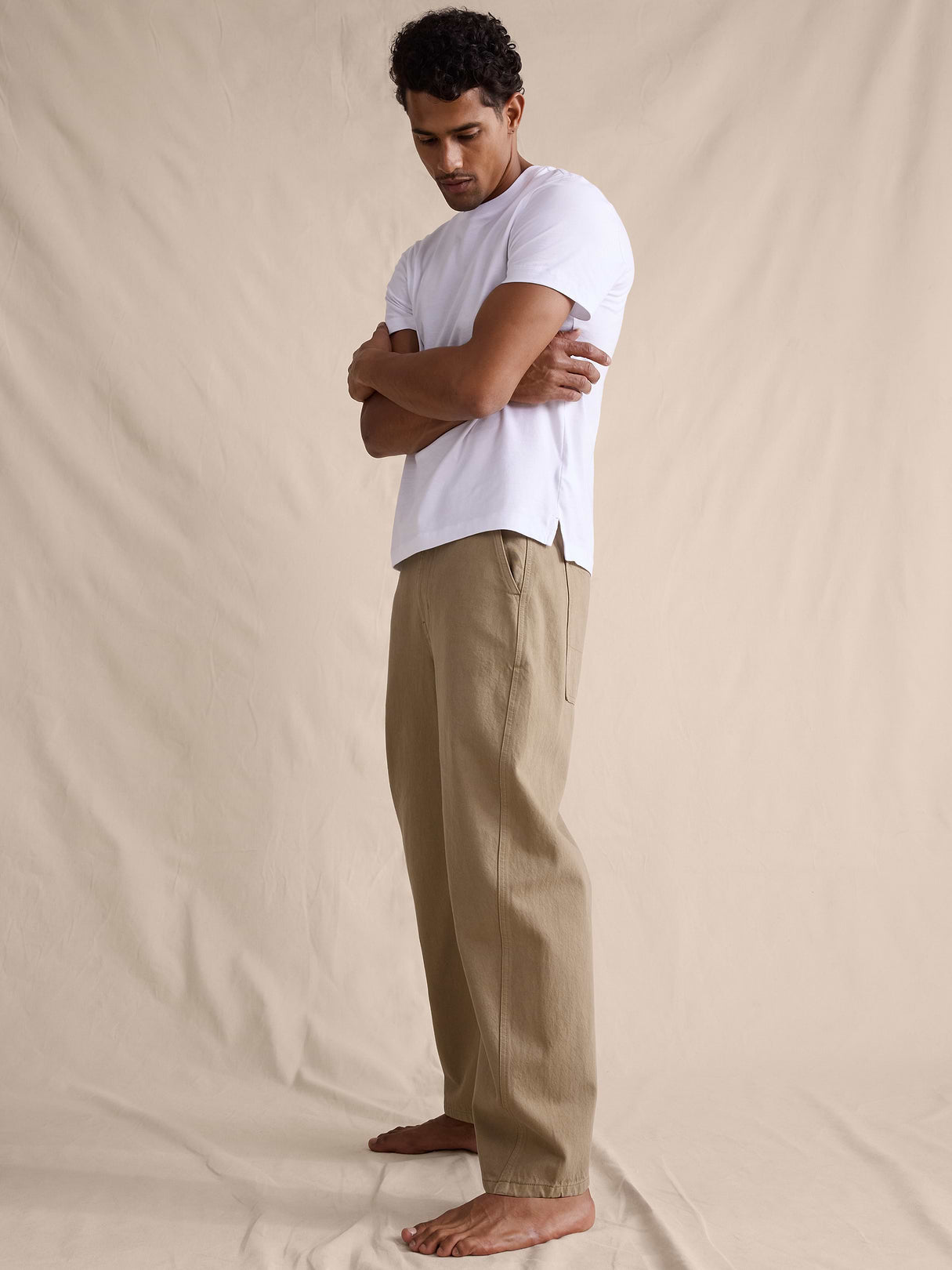 Loose Twisted Seam Jean - Khaki Beige