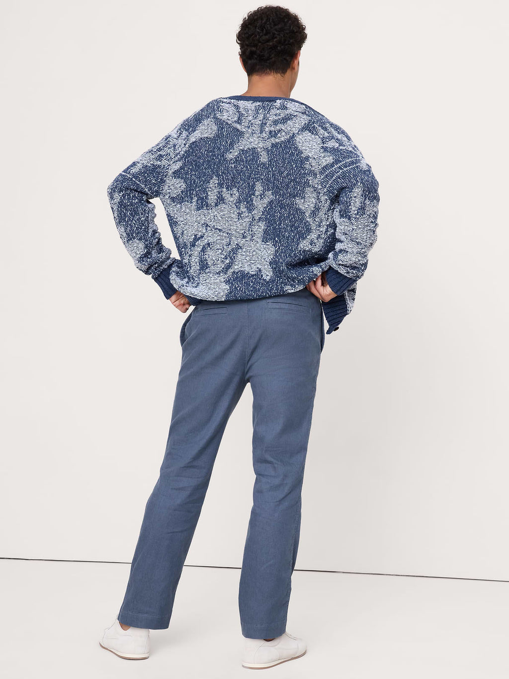Straight Italian Linen-Cotton Pull-On Pant - Dark Denim Blue