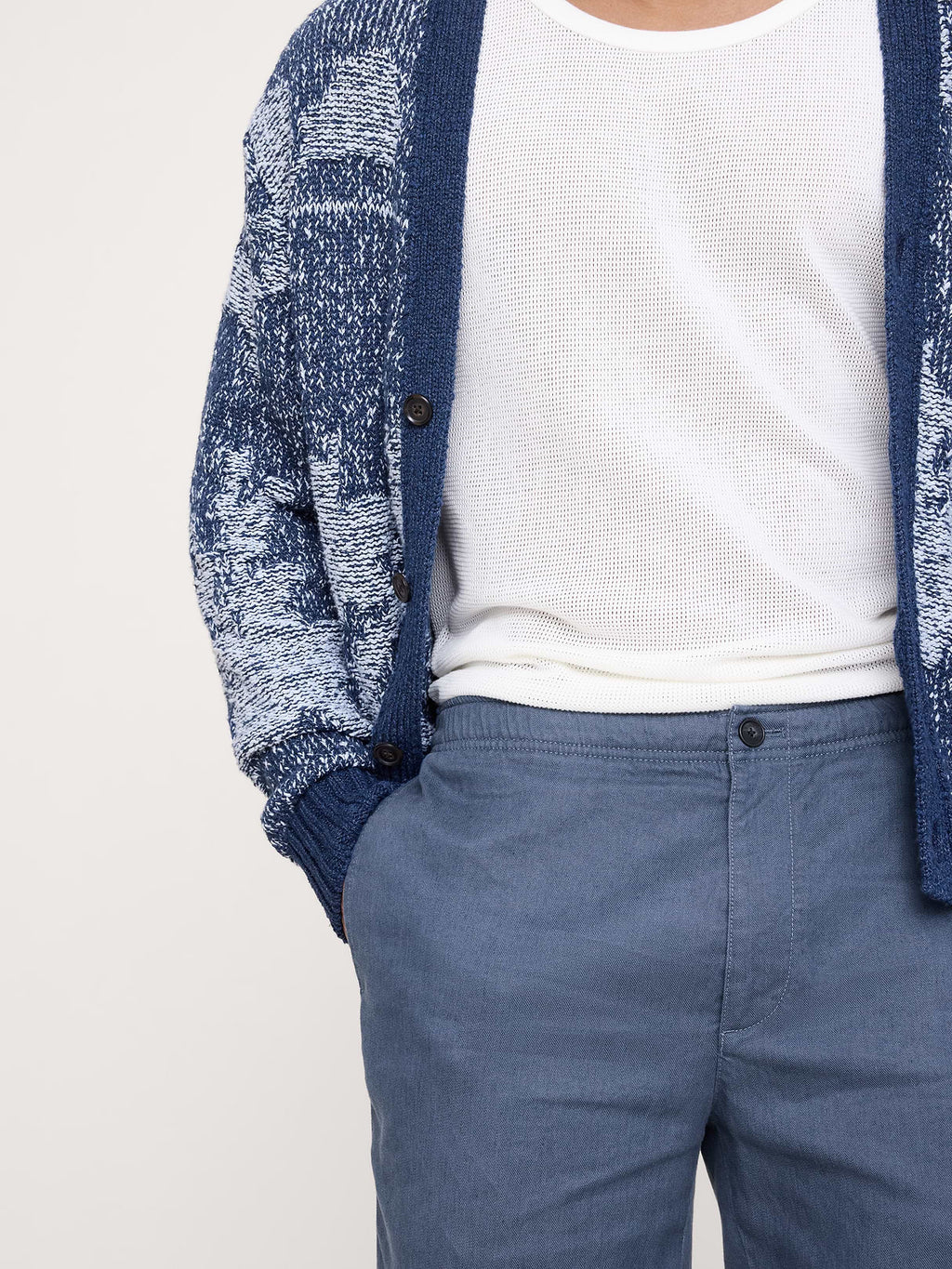 Straight Italian Linen-Cotton Pull-On Pant - Dark Denim Blue