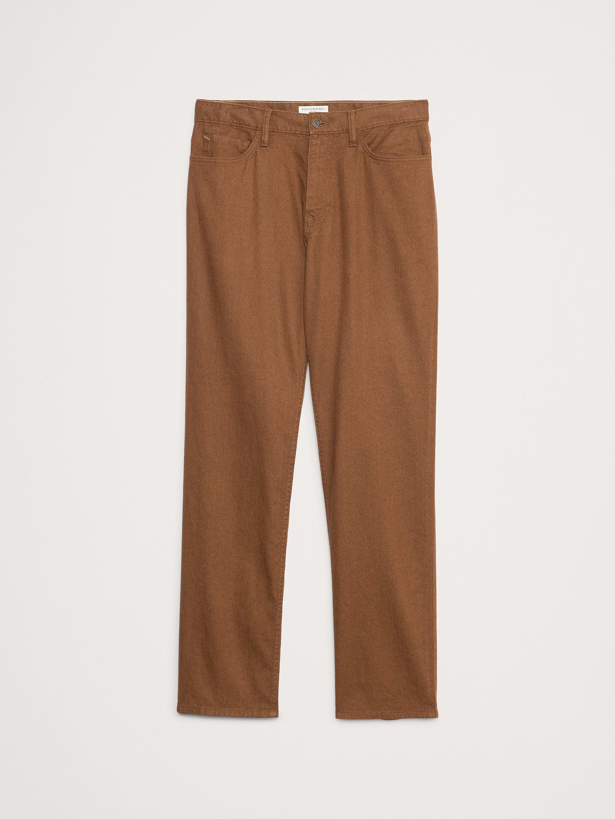 Straight Linen-Cotton Traveler Pant - Cinnamon Coffee Brown