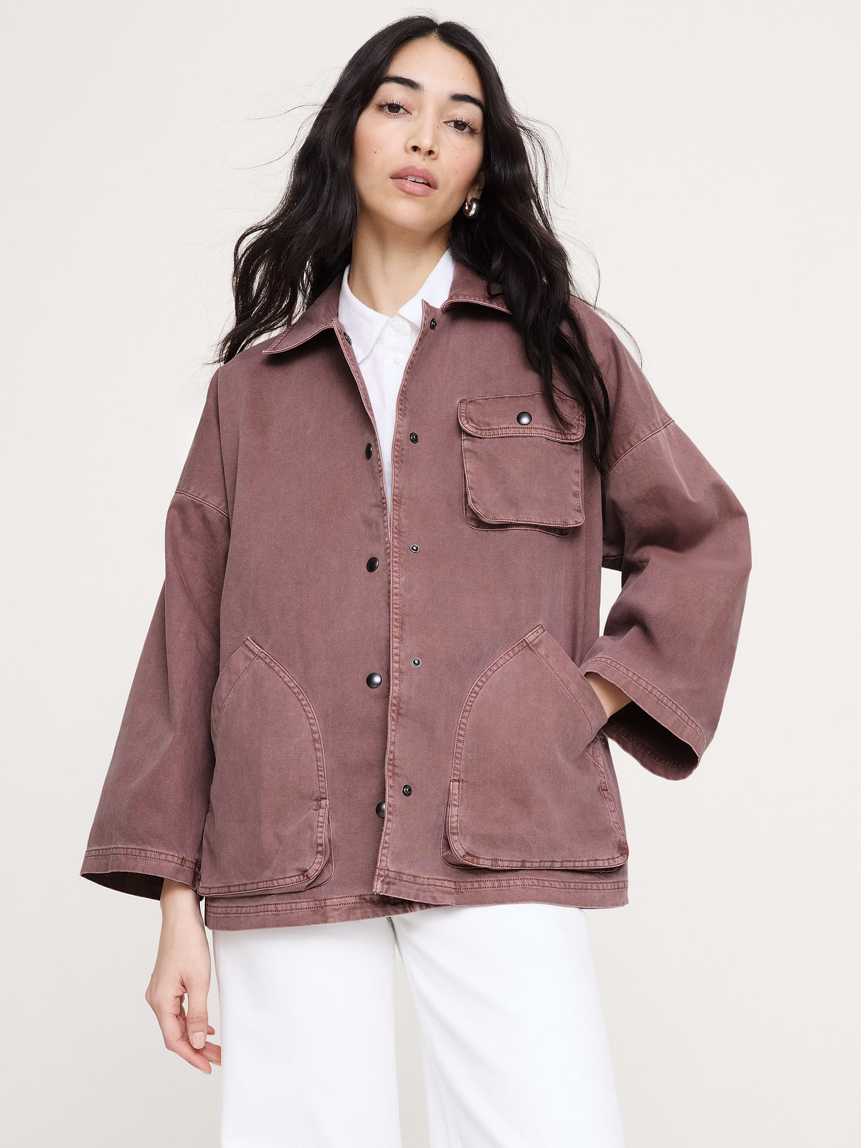 Washed Cotton Chore Jacket - Brownstone Mauve