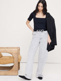 Sculpted-Stretch Square-Neck Top - Black
