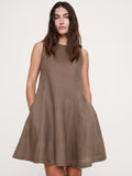 Paneled Linen Mini Dress - Shitake Taupe