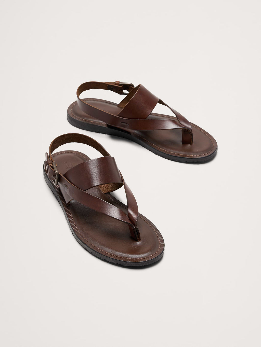 Leather Criss-Cross Sandal - Dark Brown