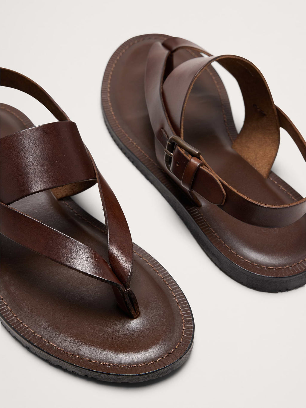 Leather Criss-Cross Sandal - Dark Brown