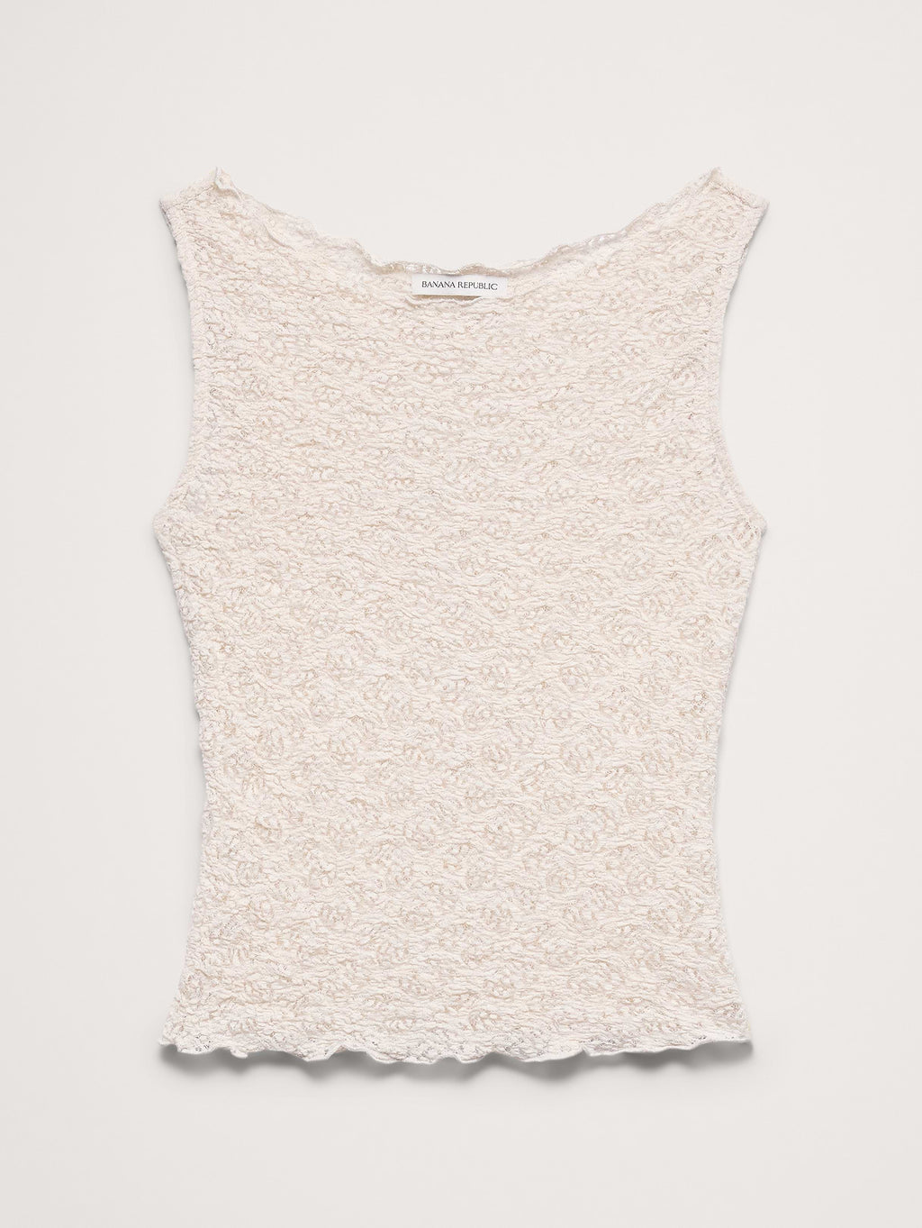 Lace Boatneck Tank - Cream White