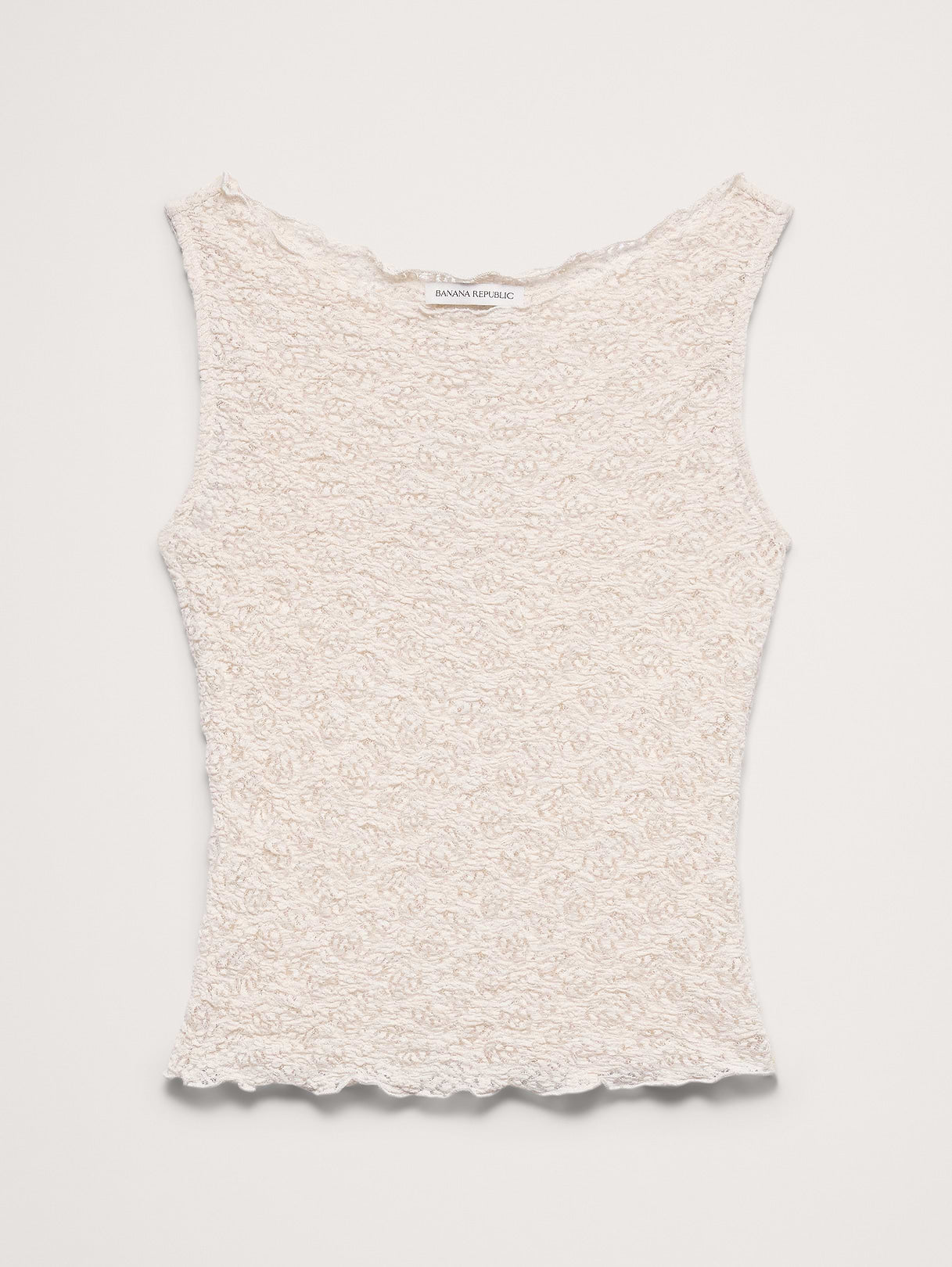 Lace Boatneck Tank - Cream White