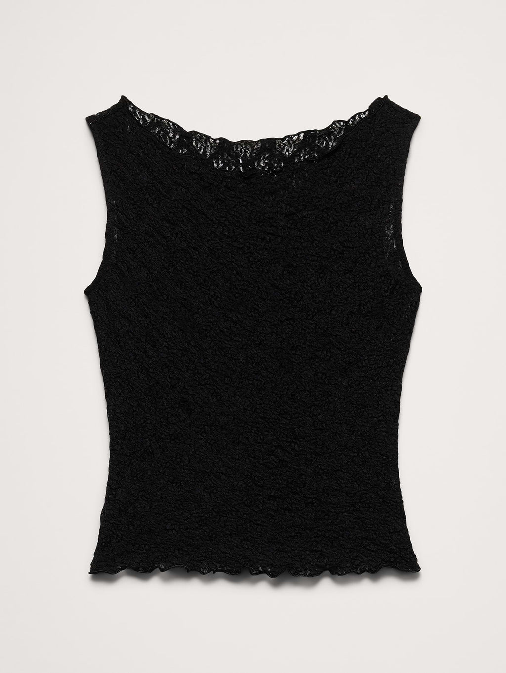 Lace Boatneck Tank - Black