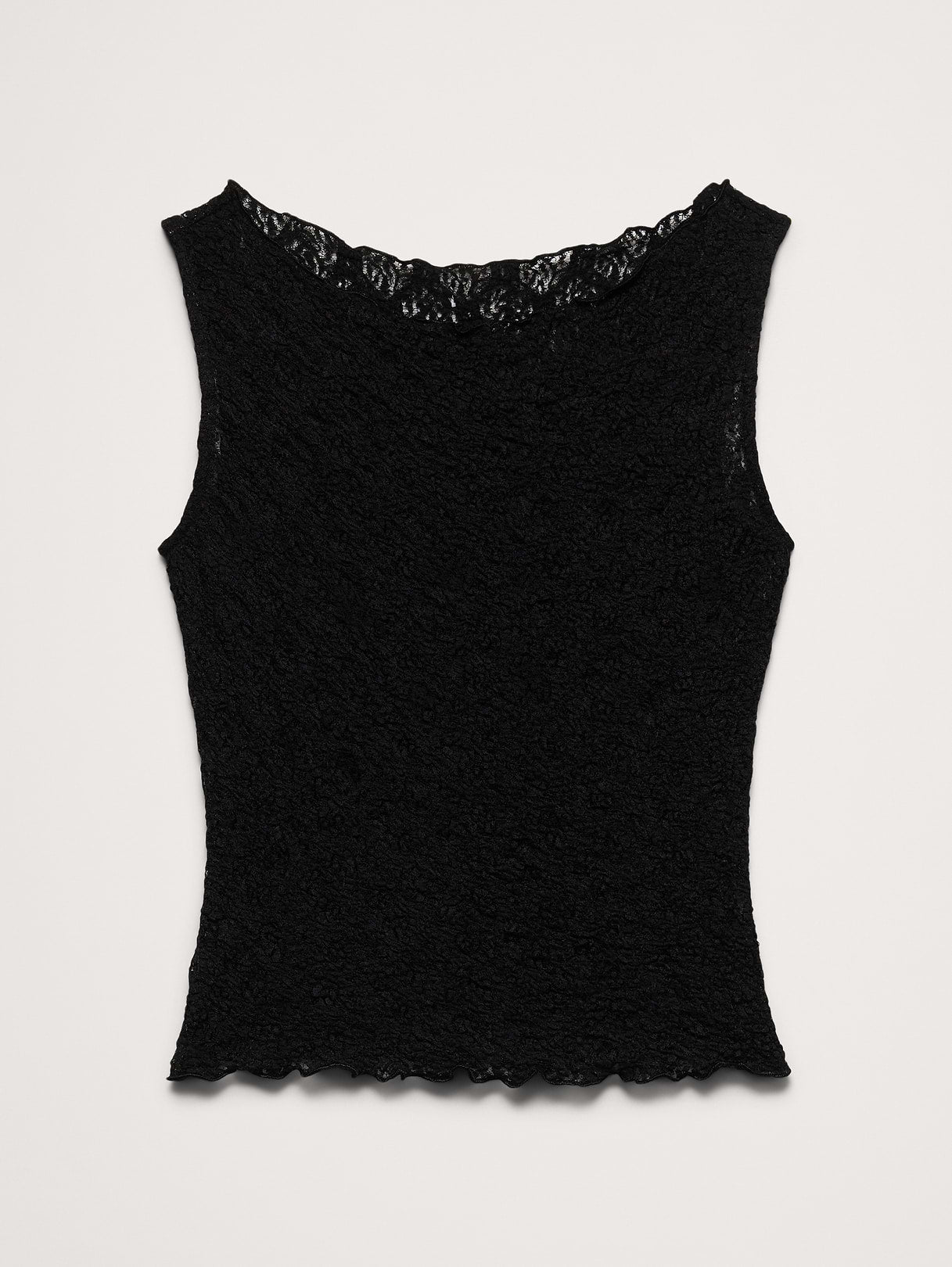 Lace Boatneck Tank - Black