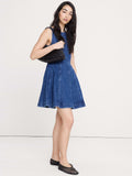 Paneled Denim Mini Dress - Medium Blue