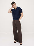 Cotton Sweater Polo - Navy Blue