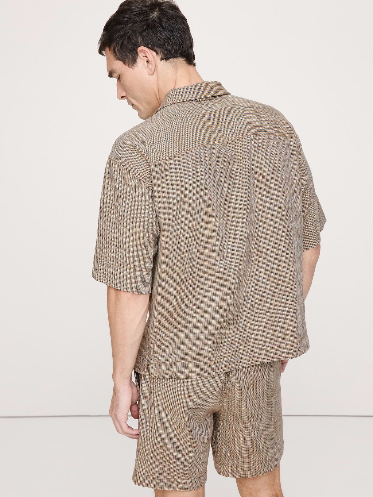 Relaxed-Fit Cotton Resort Shirt - Olive Green Texture
