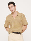 Relaxed-Fit Striped Polo - Khaki Beige