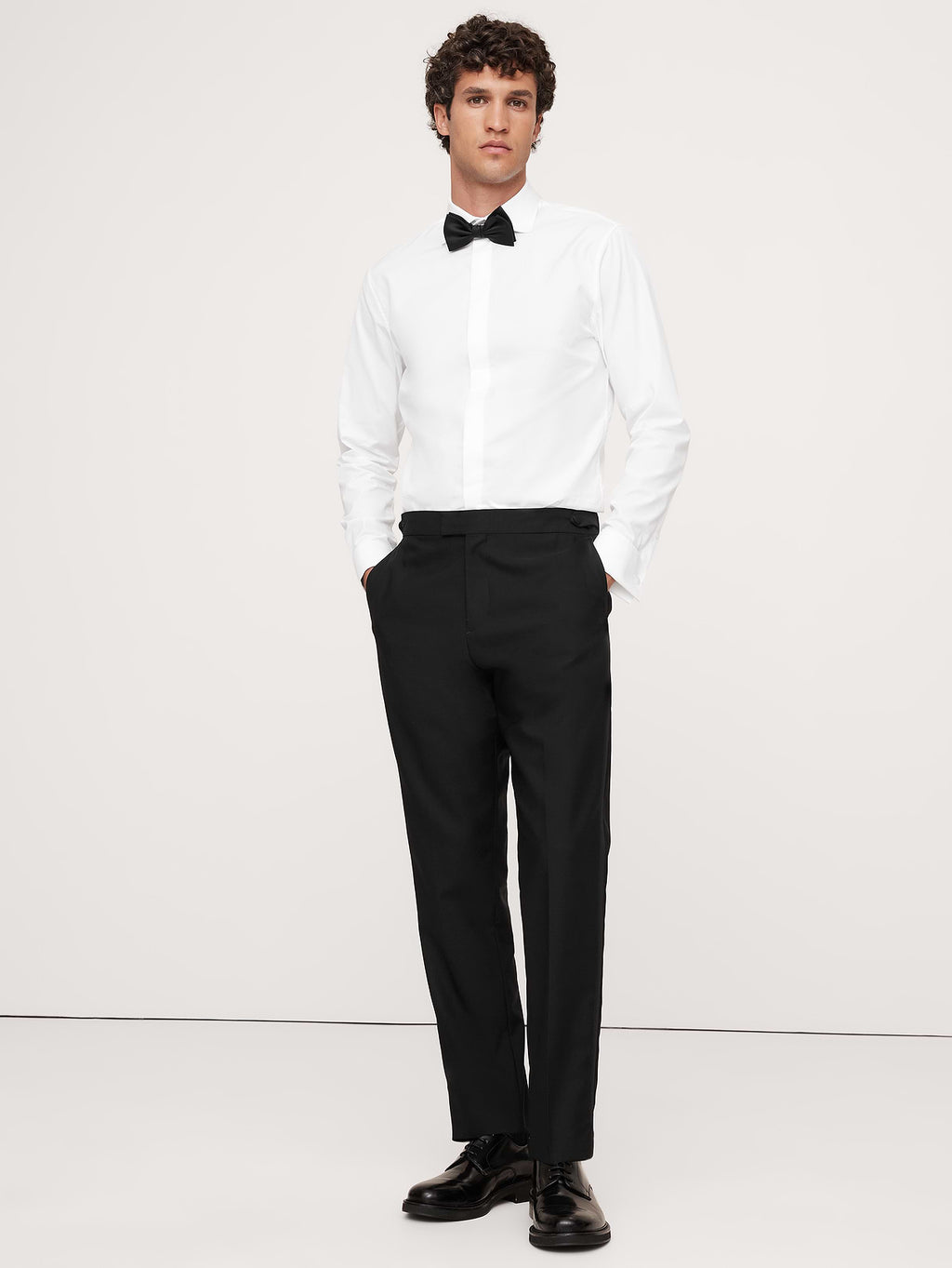Italian Barathea Tuxedo Pant - Black