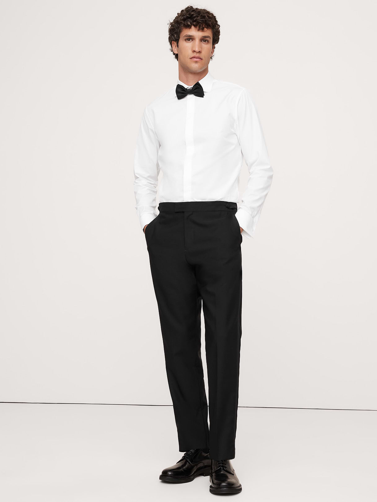 Italian Barathea Tuxedo Pant - Black