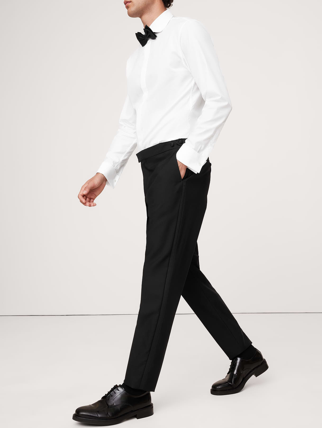 Italian Barathea Tuxedo Pant - Black