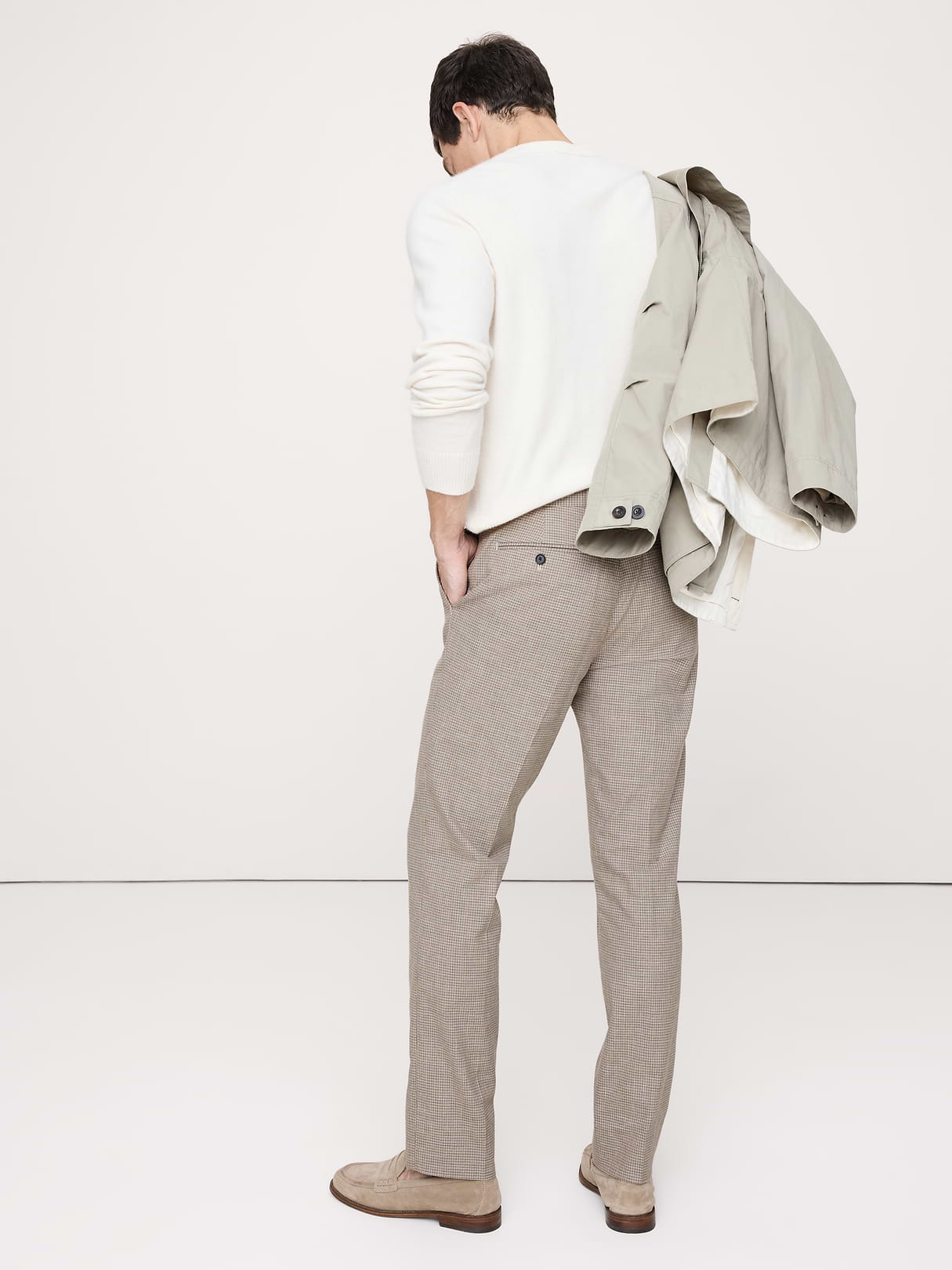 Slim Wrinkle-Resistant Dress Pant - Khaki Mini Plaid