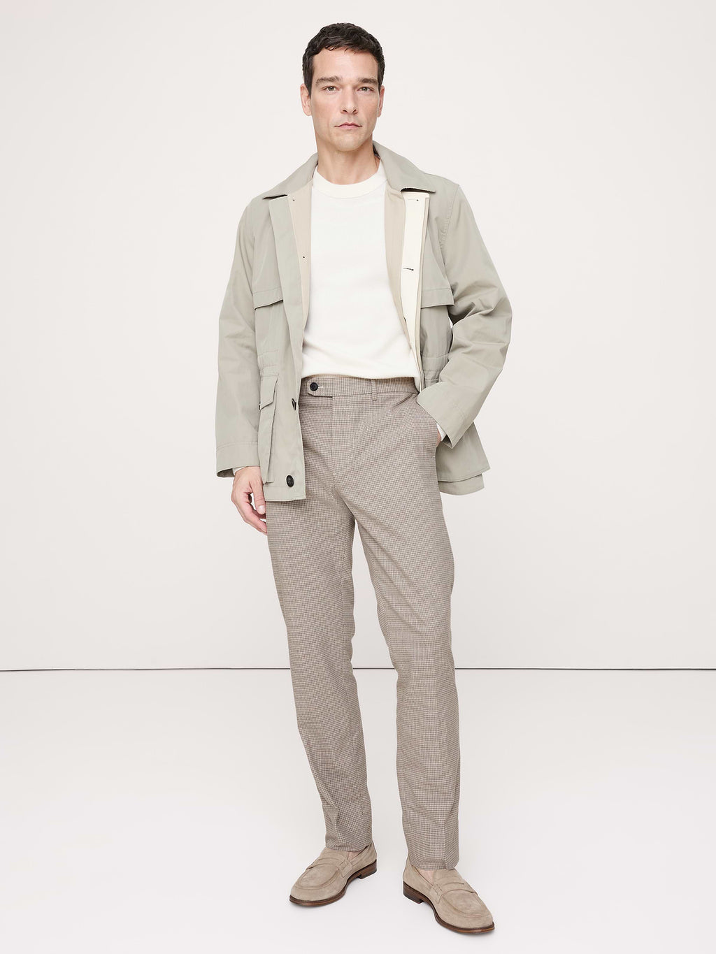 Slim Wrinkle-Resistant Dress Pant - Khaki Mini Plaid