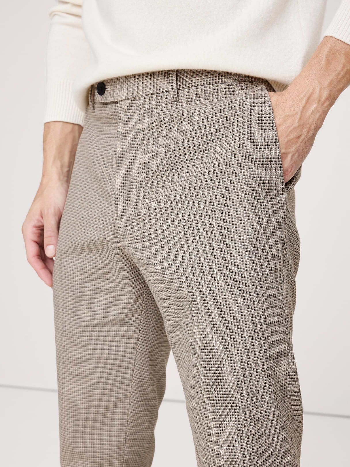 Slim Wrinkle-Resistant Dress Pant - Khaki Mini Plaid