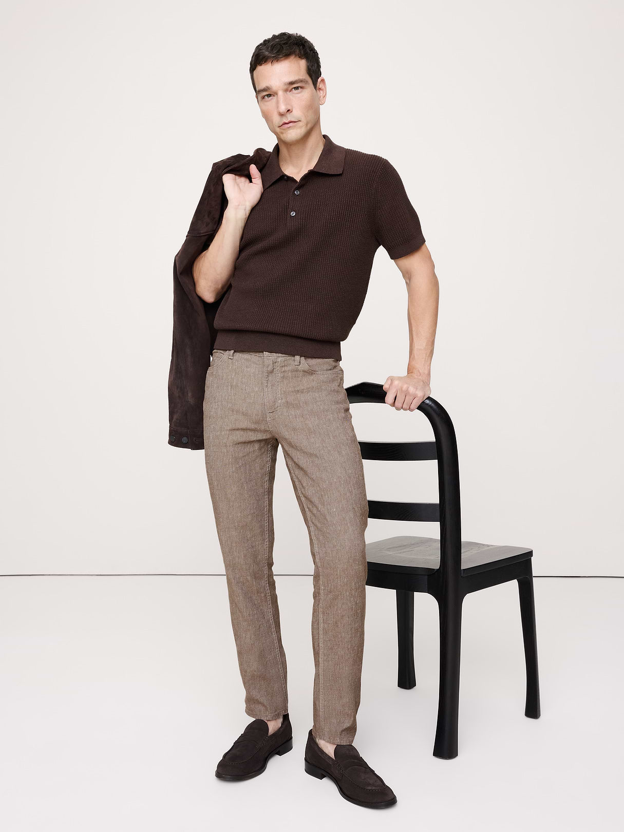 Slim Linen-Cotton Traveler Pant - Heather Brown