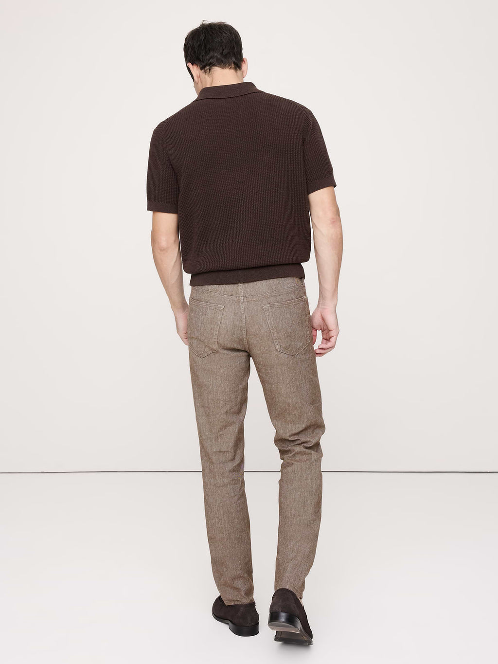 Slim Linen-Cotton Traveler Pant - Heather Brown