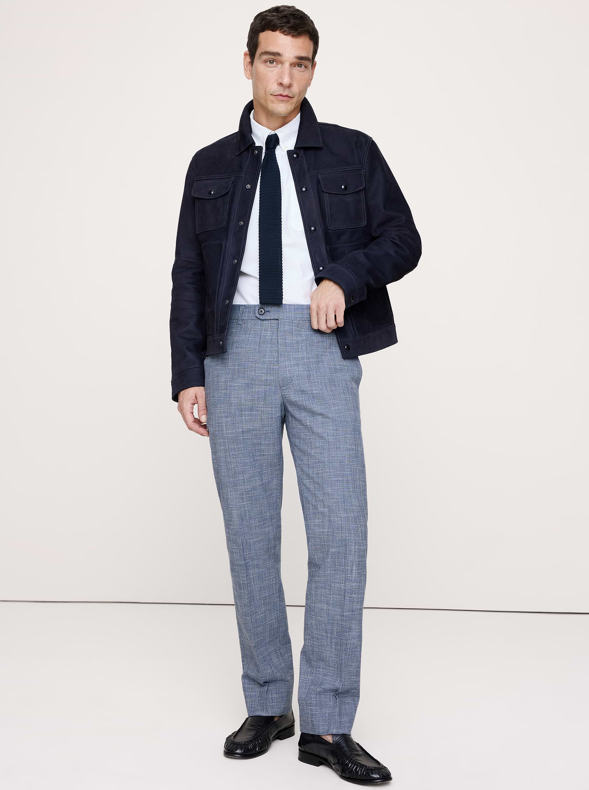 Slim Wrinkle-Resistant Dress Pant - Blue Plaid
