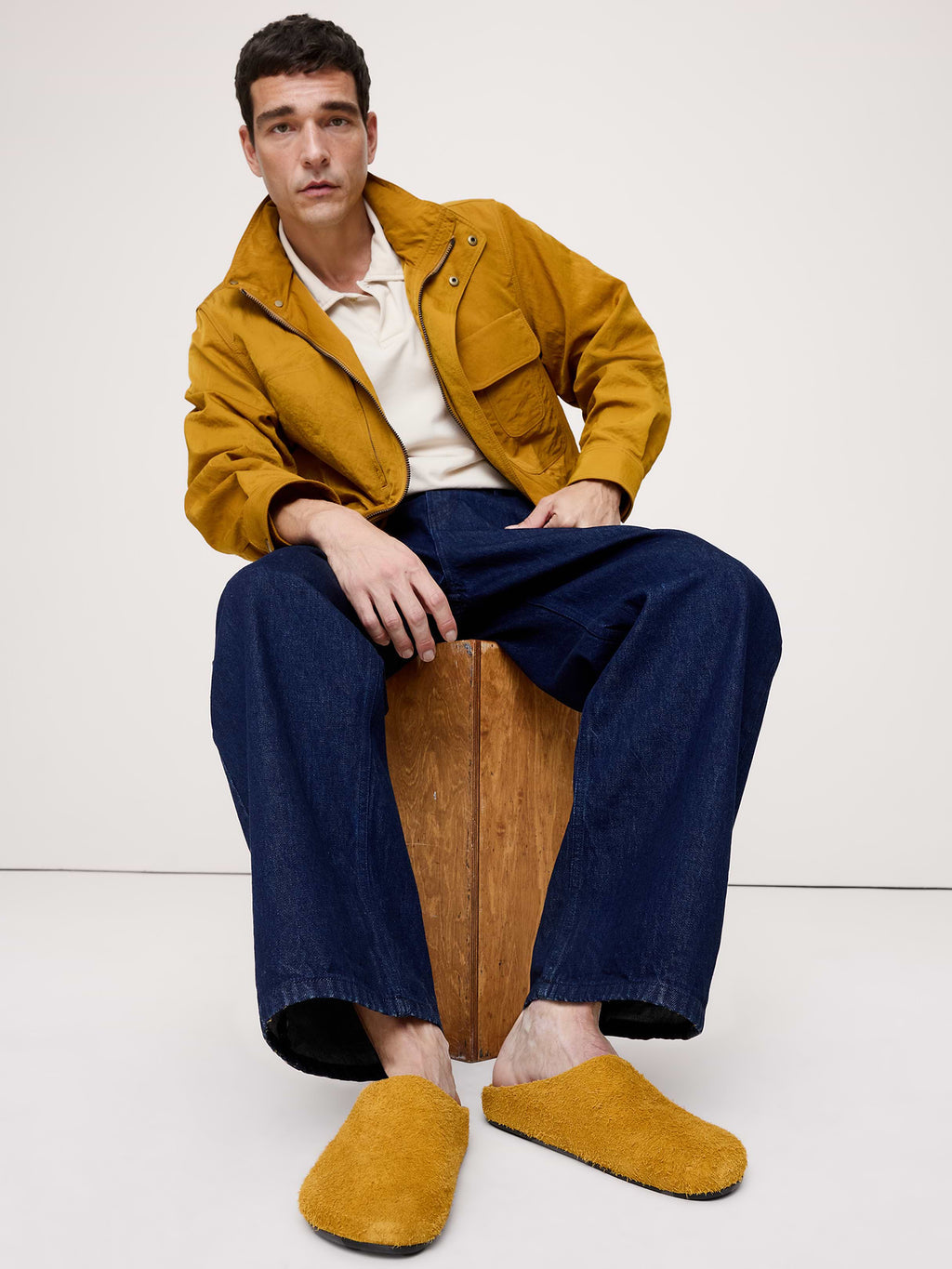 Leather Clog - Yellow Ochre Suede