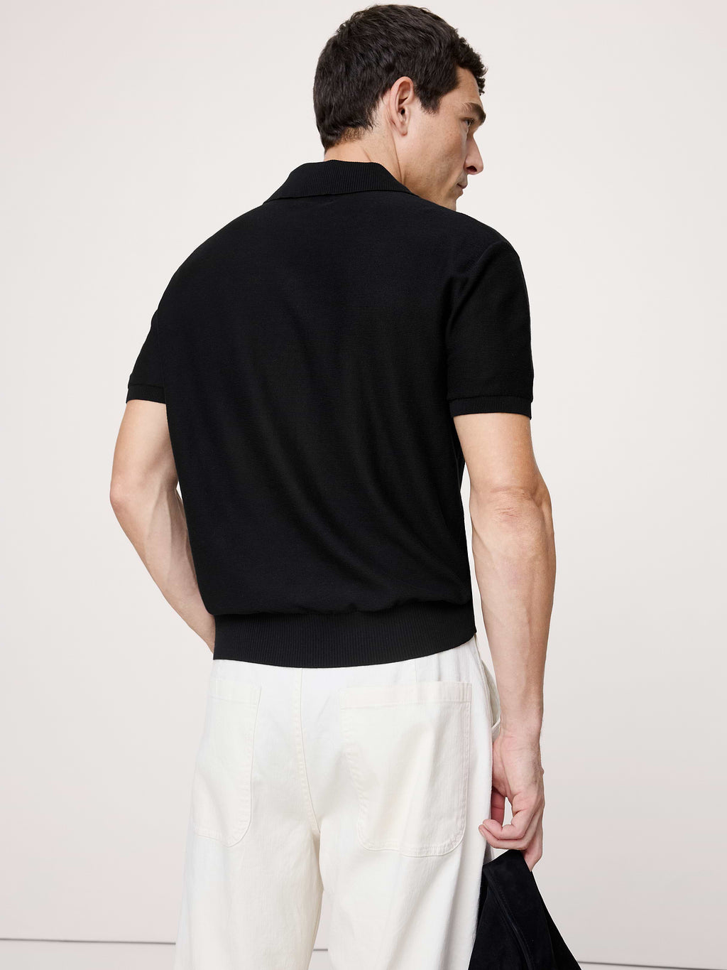 Cotton Sweater Polo - Black