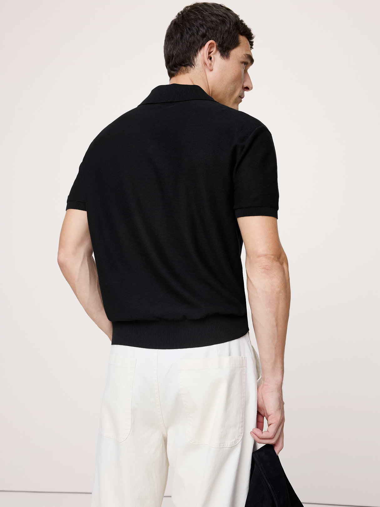 Cotton Sweater Polo - Black