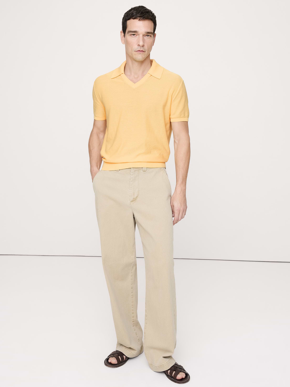 Cotton Sweater Polo - Sahara Sun Yellow